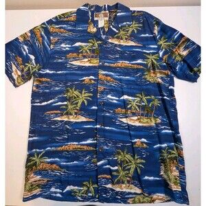 Kalaheo Men's Size Med Hawaiian Beach Short Sleeve Shirt Made in USA Rayon